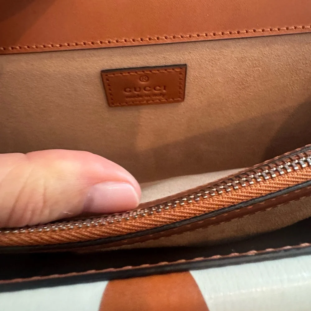Gucci GG Dionysus Rhombus Print Shoulder Bag in Cream & Tan with Gray Accent - Picture 5 of 13